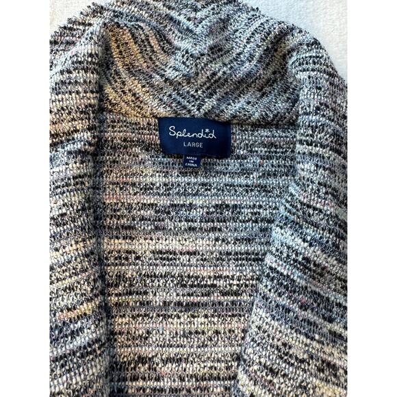 Splendid Black White Jacket Woven Boucle Kimono Wrap Open Cardi Large - Picture 5 of 10